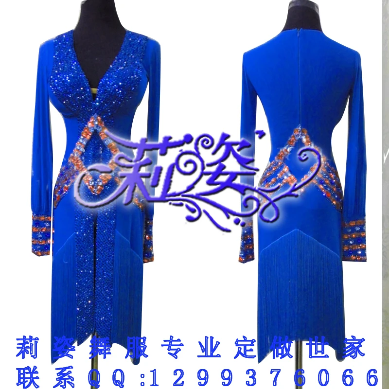 Tassel Latin Dance Dress Clothing Girls Salsa Costume Ballroom bule lycra dance dress
Tassel Latin Dance Dress Clothing Girls Salsa Costume Ballroom bule lycra dance dress