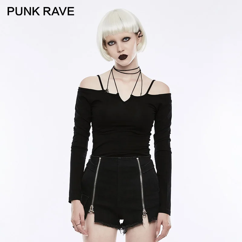 PUNK RAVE Women Strapless Long Sleeve Punk T-shirt Gothic Women Harajuku T-shirt Punk Rock Casual Summer Top Tees
PUNK RAVE Women Strapless Long Sleeve Punk T-shirt Gothic Women Harajuku T-shirt Punk Rock Casual Summer Top Tees