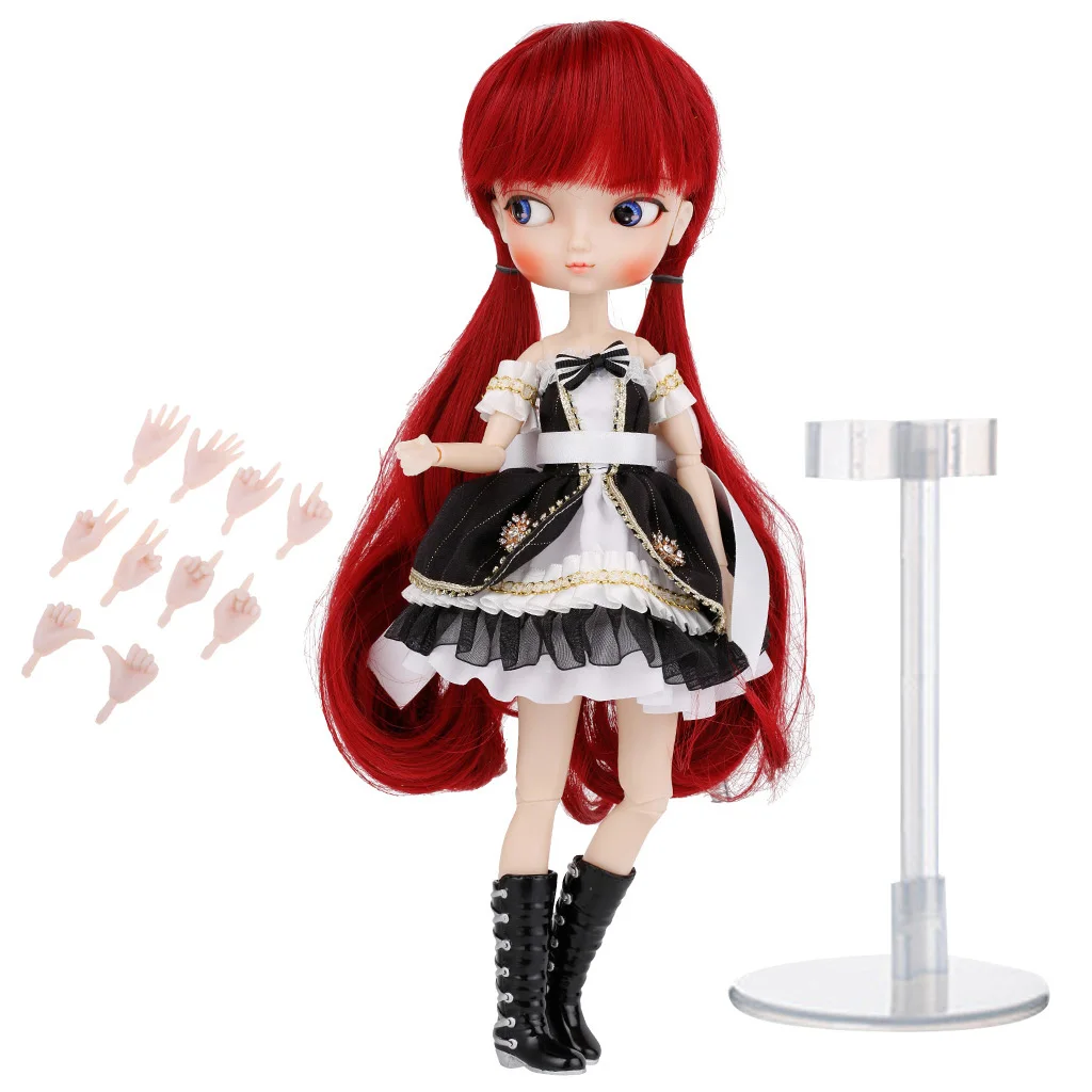Flexible 14 Joints 1/6 BJD SD Doll Anime Girl Action Figures with Costume, Shoes, Stand, 5 Pairs Hands