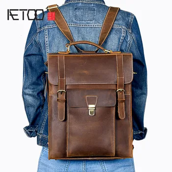 AETOO New men's leather multi-function backpack retro crazy leather large capacity brown backpack travel bags men
AETOO New men's leather multi-function backpack retro crazy leather large capacity brown backpack travel bags men
