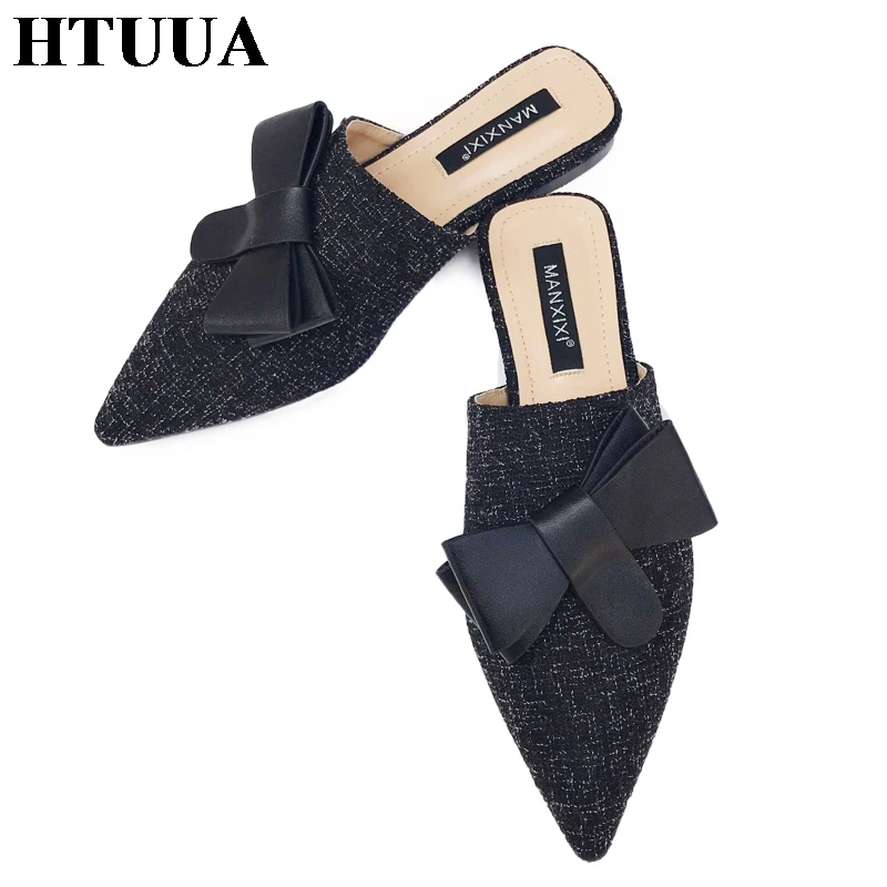 HTUUA 2019 New Bow Slippers Women Breathable Hemp Slip On Mules Shoes Pointed Toe Half Slippers Outside Slides Flat Shoes SX1961
HTUUA 2019 New Bow Slippers Women Breathable Hemp Slip On Mules Shoes Pointed Toe Half Slippers Outside Slides Flat Shoes SX1961