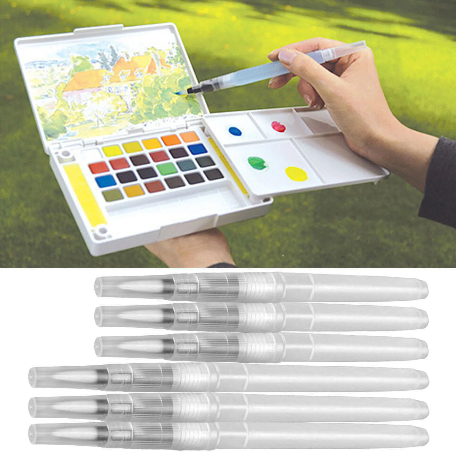 6 PCS Portable Water Color Brush Paint Watercolor Brush Pen caneta colorida for Beginner Painting Drawing Set Art Supplies
6 PCS Portable Water Color Brush Paint Watercolor Brush Pen caneta colorida for Beginner Painting Drawing Set Art Supplies