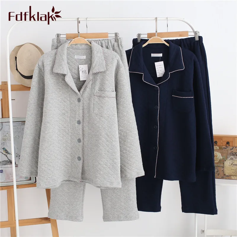 Fdfklak 100% Cotton pajamas for women long sleeve autumn winter women's pyjamas set loose couple's sleepwear pijama mujer new
Fdfklak 100% Cotton pajamas for women long sleeve autumn winter women's pyjamas set loose couple's sleepwear pijama mujer new