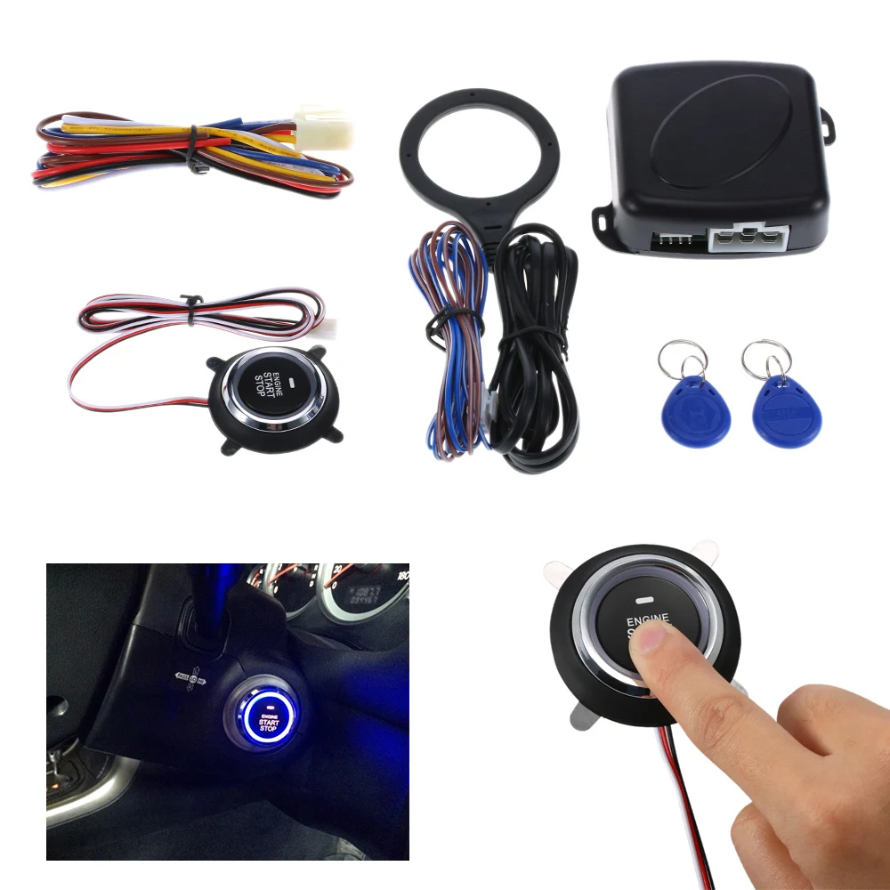 Auto Car Alarm Engine Starline Push Button Start Stop RFID Lock Ignition Switch Keyless Entry System Starter Anti-theft System