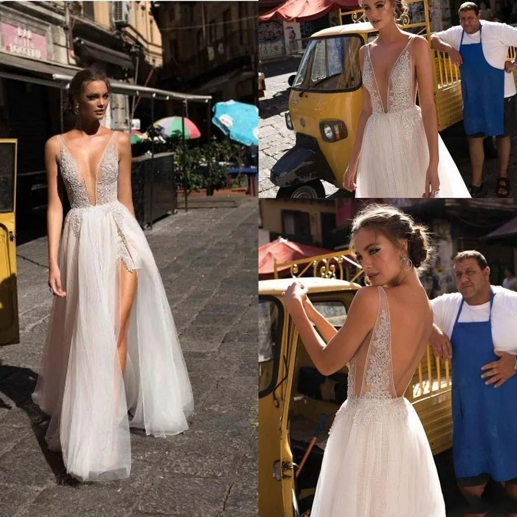 Boho Sexy Goddess Fashion Wedding Dresses with Sheer Deep Plunging V Neck Front Split Beaded Low Back Bridal Gowns Beach
Boho Sexy Goddess Fashion Wedding Dresses with Sheer Deep Plunging V Neck Front Split Beaded Low Back Bridal Gowns Beach
