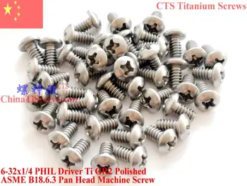 Titanium screws 6-32x1/4 Pan Head 2# Phillips Driver Ti GR2 Polished 50 pcs 
Titanium screws 6-32x1/4 Pan Head 2# Phillips Driver Ti GR2 Polished 50 pcs