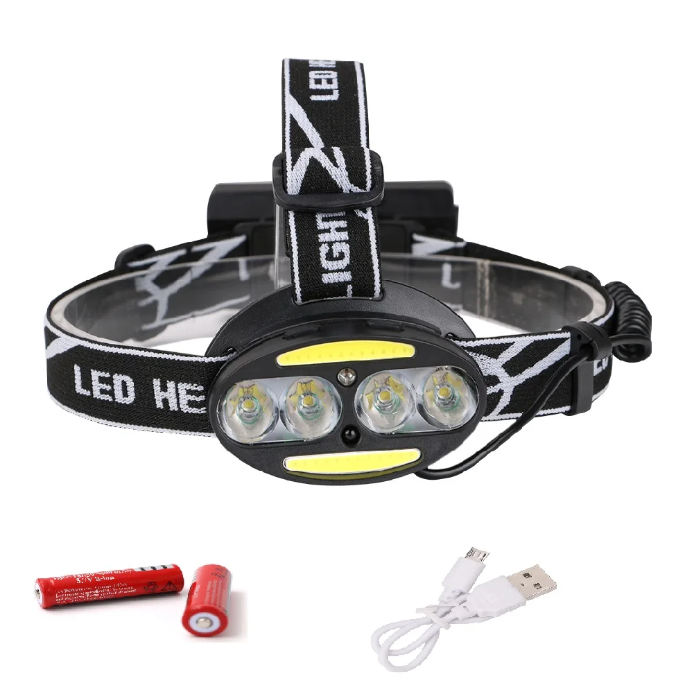 USB Induction Sensor headlight COB headlamp 4*XML-T6 2*COB LED head flashlight waterproof fishing camping torch head
USB Induction Sensor headlight COB headlamp 4*XML-T6 2*COB LED head flashlight waterproof fishing camping torch head