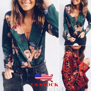 US Women Deep V-neck Blouse Chiffon Long Sleeve Loose Casual Shirt Tops Bodysuit
US Women Deep V-neck Blouse Chiffon Long Sleeve Loose Casual Shirt Tops Bodysuit