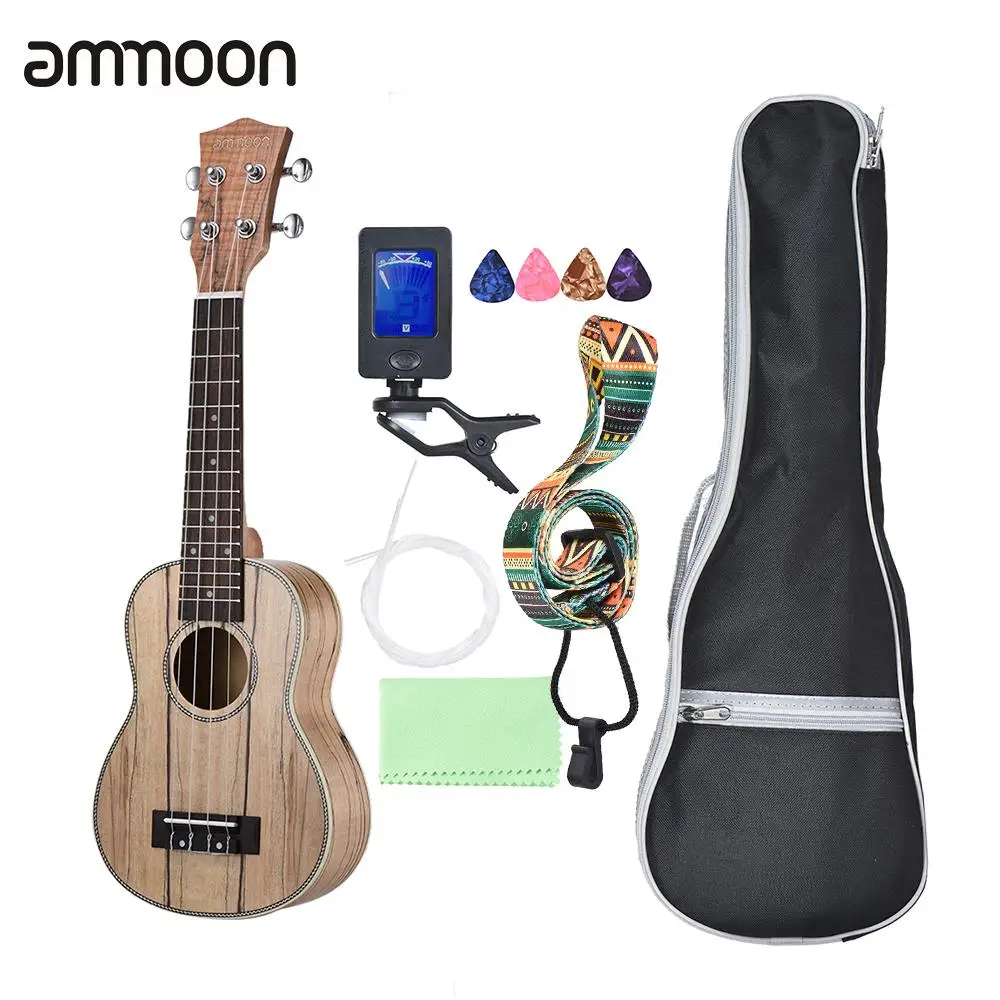 Ammoon Сопрано Гавайская гитара 21 дюймов Spalted клен тело палисандр гриф гавайская
