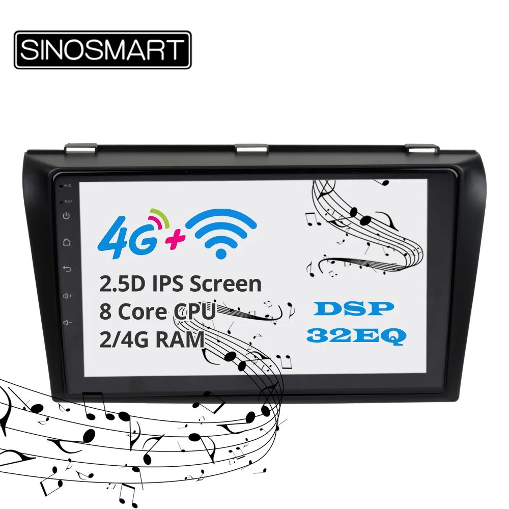 Clearance Sinosmart support BOSE Android 8.1 2Din IPS/QLED 2.5D screen car gps multimedia radio navigation player for Mazda 3 2002-2008 14