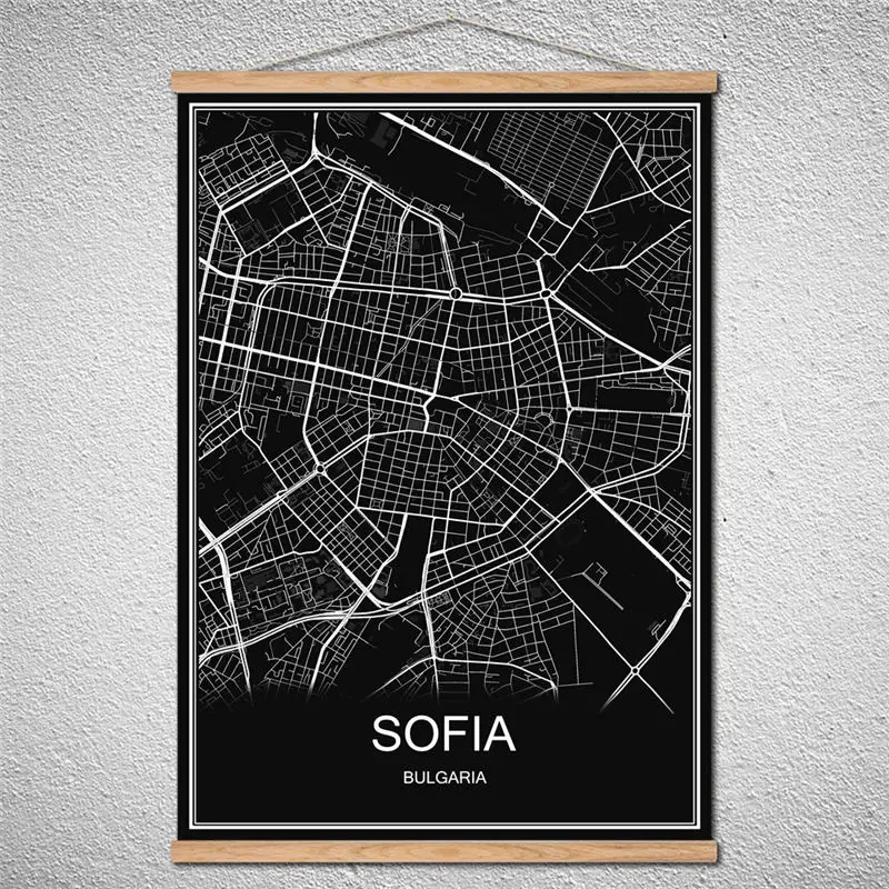 Мир Карта города София картина маслом может быть настроена прокрутки рисунки