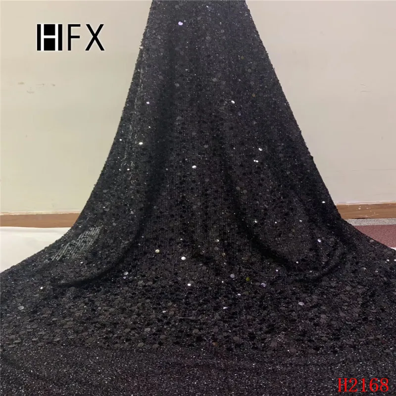 HFX Black Nigerian lace fabric 2019 high quality sequins lace french tulle bridal African fabric for party free shipping H2168
HFX Black Nigerian lace fabric 2019 high quality sequins lace french tulle bridal African fabric for party free shipping H2168