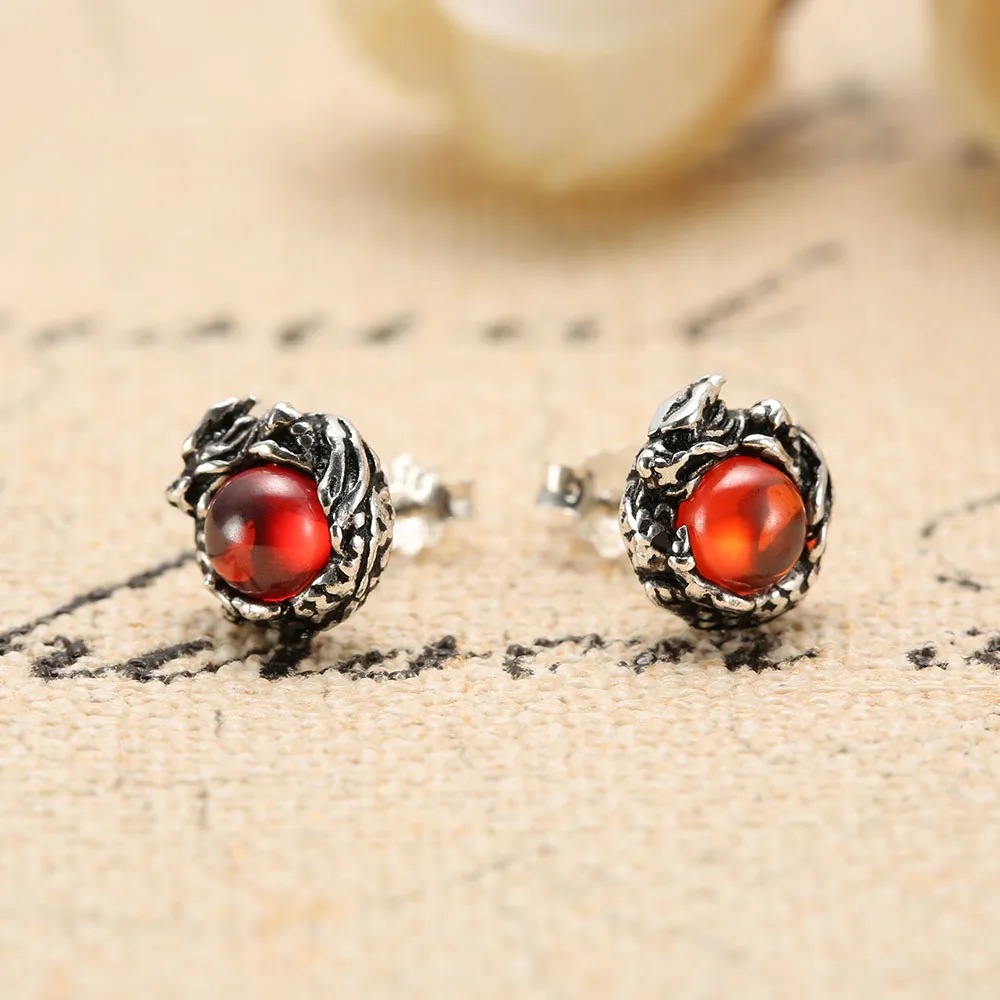 Genuine 100% Pure 925 Sterling Silver Dragon Stud Earrings 925 Silver Punk Earrings for Men Garnet Stone Men Jewelry HYE-02
Genuine 100% Pure 925 Sterling Silver Dragon Stud Earrings 925 Silver Punk Earrings for Men Garnet Stone Men Jewelry HYE-02