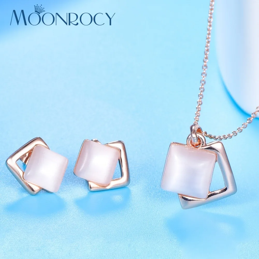 MOONROCY Free Shipping fashion jewelry rose Gold Color Opal Necklace and Earring Jewelry set square for Women
MOONROCY Free Shipping fashion jewelry rose Gold Color Opal Necklace and Earring Jewelry set square for Women