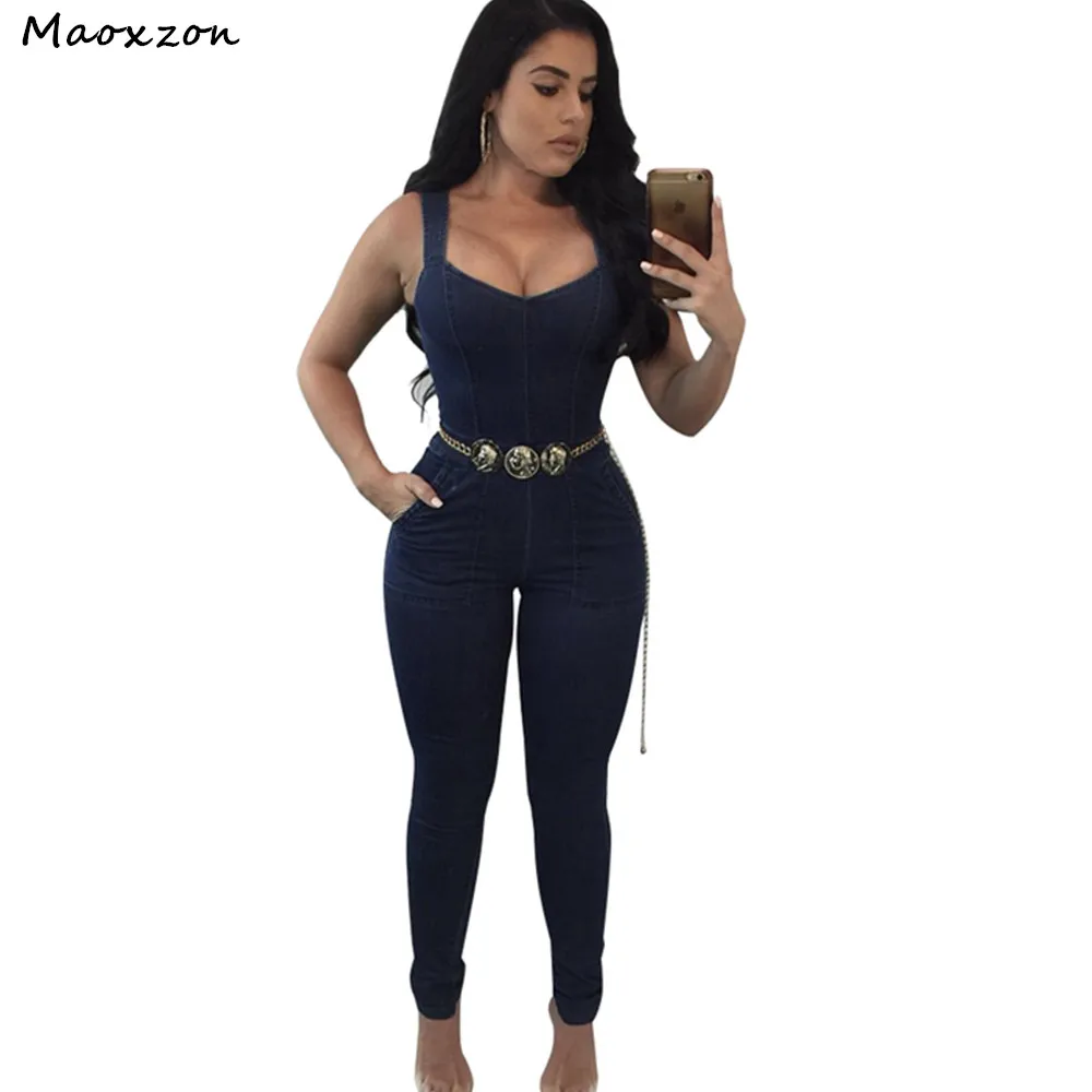 Maoxzon Sexy Skinny Denim Rompers Womens Jumpsuits For Ladies Fashion Strap Sleeveless Slim Long One Piece Pants Jeans With Belt
Maoxzon Sexy Skinny Denim Rompers Womens Jumpsuits For Ladies Fashion Strap Sleeveless Slim Long One Piece Pants Jeans With Belt