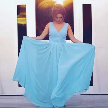 Sexy V Neck Sky Blue A-Line Pleats Long Prom Gown Bridesmaid Dresses for Weddings Party
Sexy V Neck Sky Blue A-Line Pleats Long Prom Gown Bridesmaid Dresses for Weddings Party