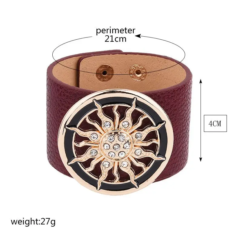 New-Fashion-PU-Leather-Bracelets-for-Women-Wide-Circle-Buckle-Bracelet-Bangles-Adjustable-Wrap-Bracelet-Women