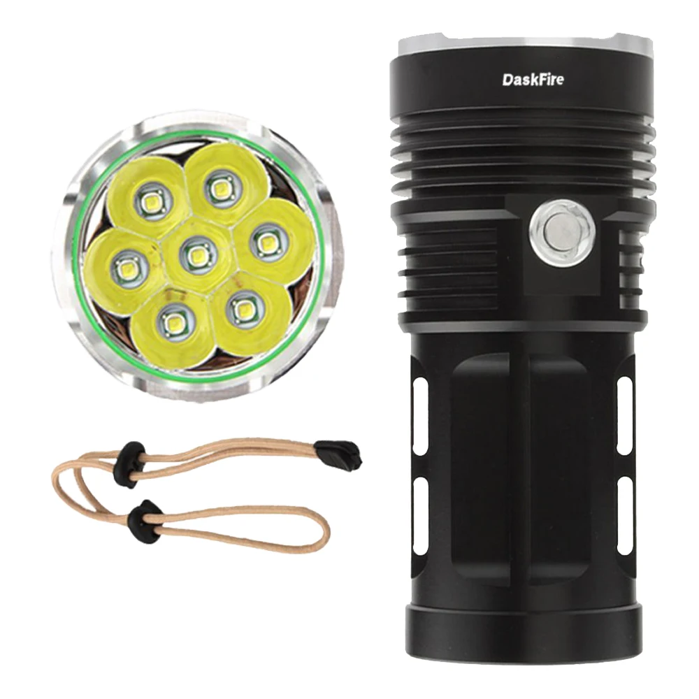 DaskFire Powerful LED Flashlight 7 XML T6 Led High Low Strobe Modes 4*18650 Handheld Waterproof Lamp for Camping | Освещение