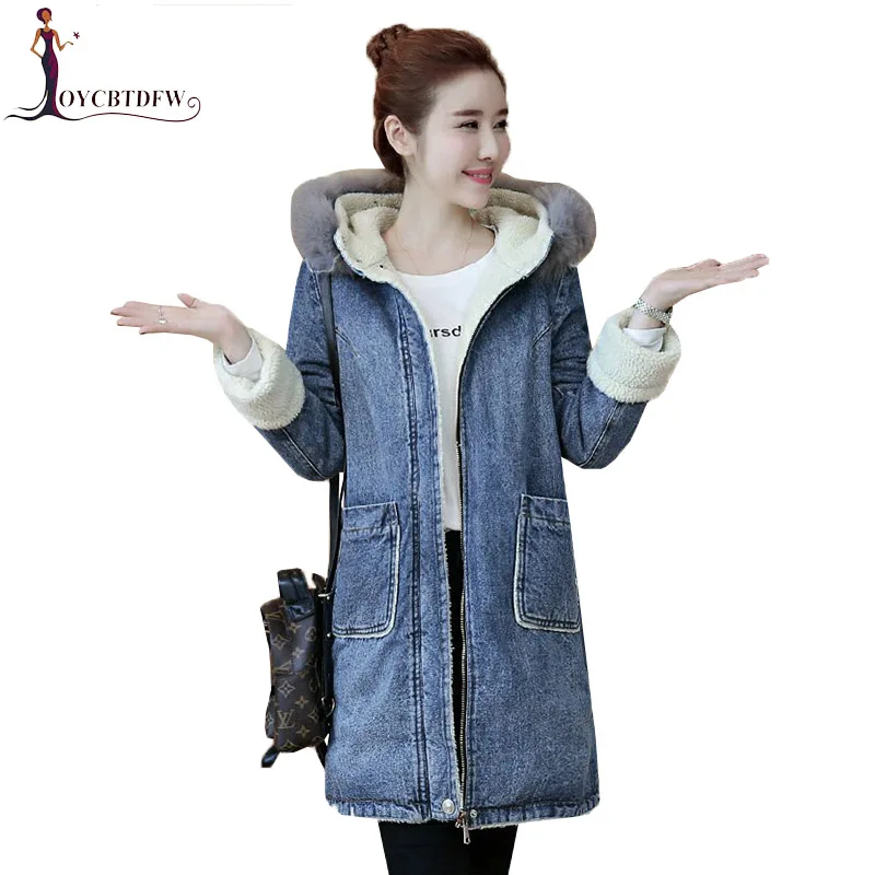 Winter Loose Women Denim Jacket 2018 New Fashion Medium Long warm Coat Thick hooded Casual Female Denim Cotton Outerwear xy569
Winter Loose Women Denim Jacket 2018 New Fashion Medium Long warm Coat Thick hooded Casual Female Denim Cotton Outerwear xy569