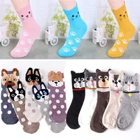Fashion 1pair 3 types women lovely 3D dogs Cat Animal Socks Autumn winter warm Cotton Girl's casual socks image