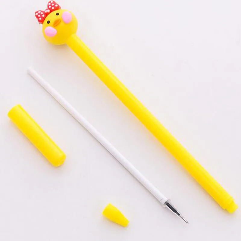 4 шт. Kawaii Желтая утка гелевые ручки для школьника мультфильм Канцелярские гелевая