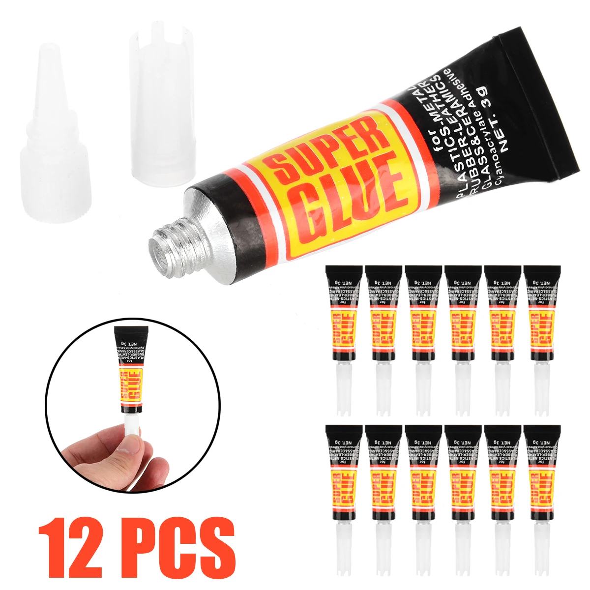 New 12pcs/lot Strong Liquid Glue Quick Instant Dry Super Glue 3g Tube Multi Metal Glass Plastic Craft Fixed Repair Glue
New 12pcs/lot Strong Liquid Glue Quick Instant Dry Super Glue 3g Tube Multi Metal Glass Plastic Craft Fixed Repair Glue