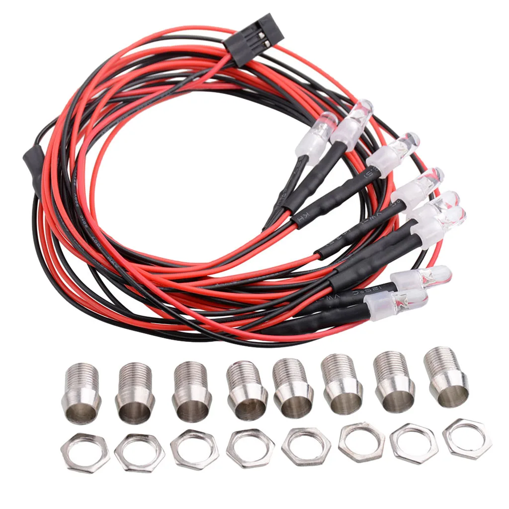 8 LED Light Kit Headlights Taillight White Yellow Red for 1/5 1/8 1/10 1/12 1/16 RC DIY Parts