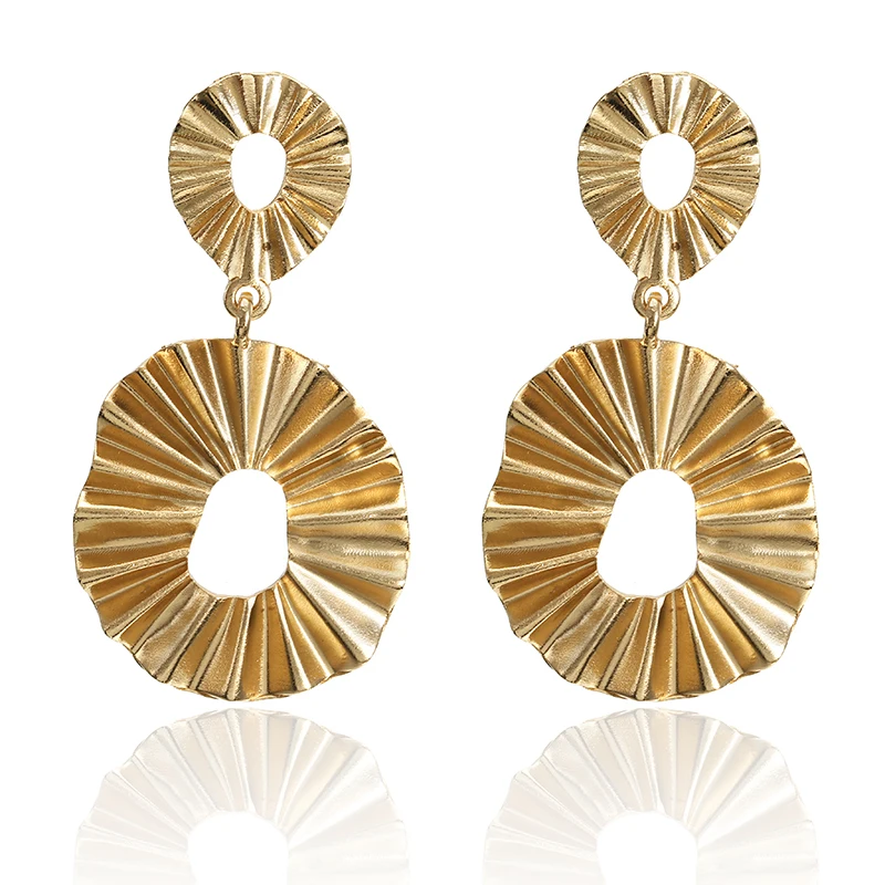 

2019 Fashion Vintage Metal Big Earring Gold Color Irregularity Circle Drop Earrings for Women Luxury Punk Jewelry Gift