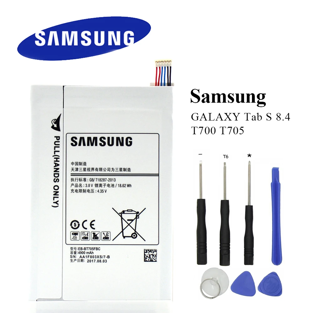 Original Samsung Tablet Battery For Samsung GALAXY Tab S 8.4 SM-T700 T701 T705 EB-BT705FBC EB-BT705FBE 4900mAh
Original Samsung Tablet Battery For Samsung GALAXY Tab S 8.4 SM-T700 T701 T705 EB-BT705FBC EB-BT705FBE 4900mAh