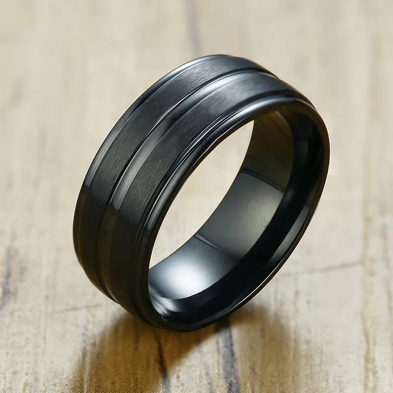 ZORCVENS Punk Men Matte Stainless Steel Rings Black Groove Male Wedding Brands Jewelry
ZORCVENS Punk Men Matte Stainless Steel Rings Black Groove Male Wedding Brands Jewelry
