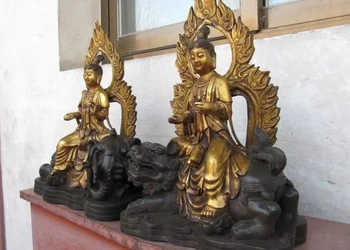 Tibet classical Bronze Manjusri Samantabhadra Bodhisattva Kwan-Yin Buddha Pair
Tibet classical Bronze Manjusri Samantabhadra Bodhisattva Kwan-Yin Buddha Pair