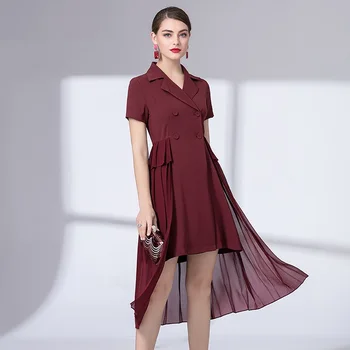 Elegant Office Dress 2019 Summer Fashion Business Dress High Quality Women Notched Collar Double Breasted Mid-Calf Pleated Dress
Elegant Office Dress 2019 Summer Fashion Business Dress High Quality Women Notched Collar Double Breasted Mid-Calf Pleated Dress