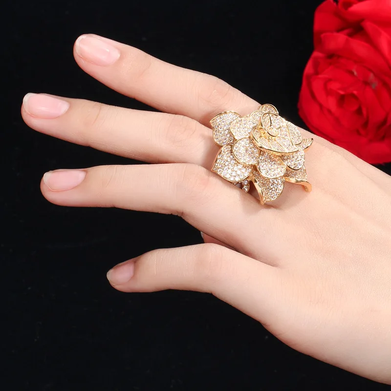 Bilincolor fashion golden dubai cubic zirconia flower wedding bridal big ring female
Bilincolor fashion golden dubai cubic zirconia flower wedding bridal big ring female