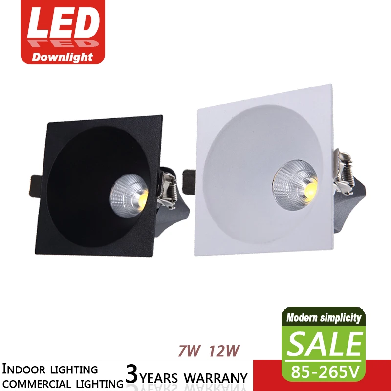 Spot LED Downlight 7w 12w AC85V-265V Ceiling Embedded LED Square Downlight Anti-Glare COB led Square Bulb Indoor Lighting
Spot LED Downlight 7w 12w AC85V-265V Ceiling Embedded LED Square Downlight Anti-Glare COB led Square Bulb Indoor Lighting