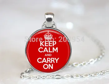 

New 12pcs/lot 25mm (1 inch) Keep Calm and Carry On, Necklace Quote Pendant, Keep Calm Necklace, Charming steampunk jewelry women