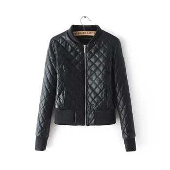 New Nice Women Spring Jacket Motorcycle PU Leather Patchwork Coat Short Slim Diamond Lattice Autumn Jacket A242
New Nice Women Spring Jacket Motorcycle PU Leather Patchwork Coat Short Slim Diamond Lattice Autumn Jacket A242