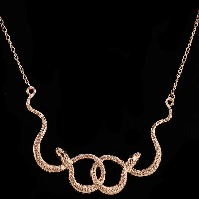 Винтажное позолоченное двойное короткое ожерелье чокер из змеи ювелирные