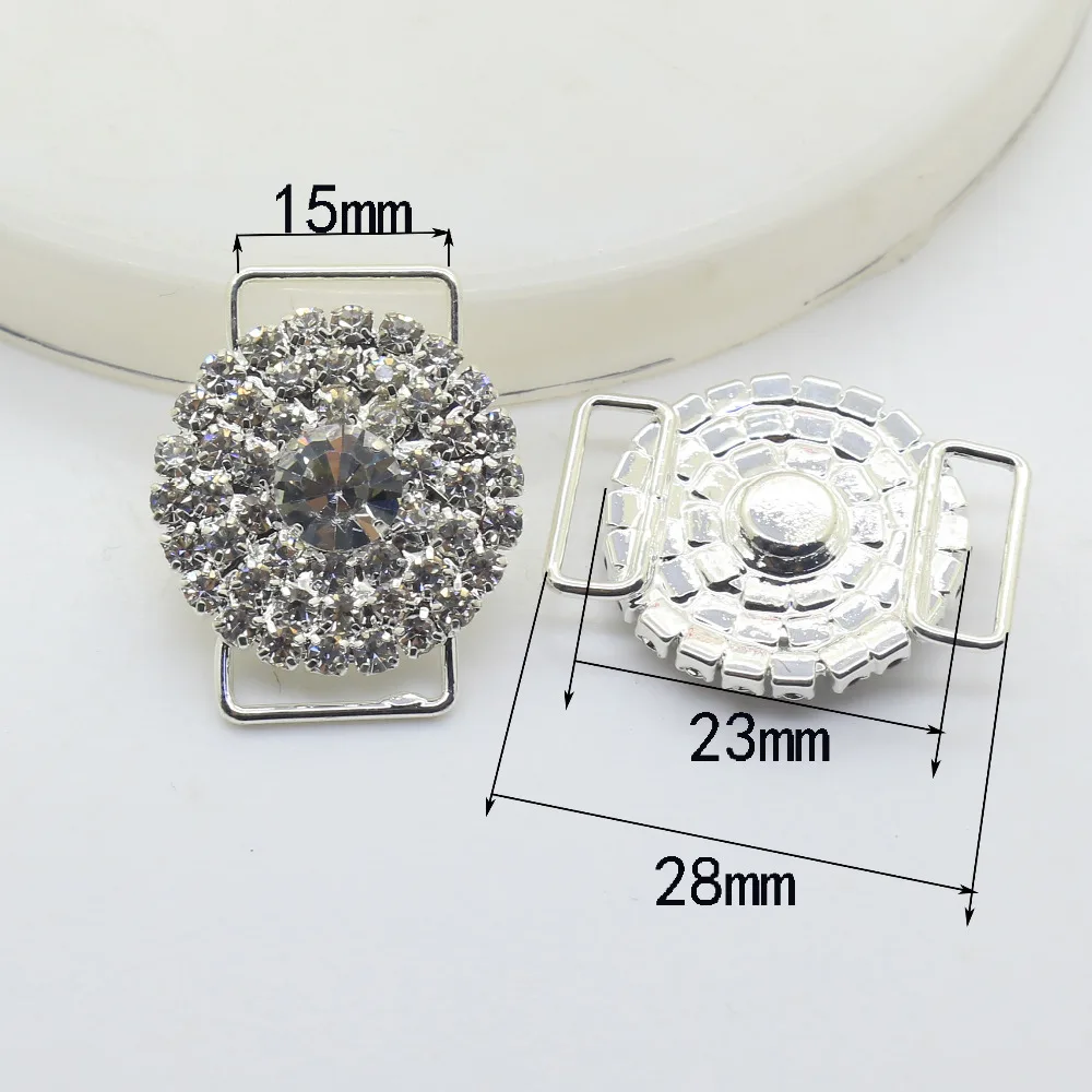 

10pc 28*23MM Rhinestone Buckles Diamond Buttons Rhinestone bikine connectorsl buckle Invitation Ribbon Slider Wedding decoration