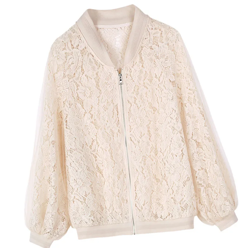 Autumn Women Casual Top O-neck Puff Sleeve Bomber Jacket Streetwear Lace Mesh Hollow Sunscreen Outwear Zip-up Coat High Quality
Autumn Women Casual Top O-neck Puff Sleeve Bomber Jacket Streetwear Lace Mesh Hollow Sunscreen Outwear Zip-up Coat High Quality
