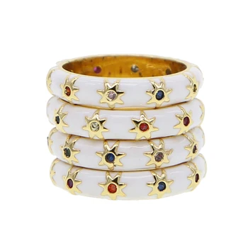 New Gold filled white enamel rainbow cz sparking mini star finger band rings gorgeous trendy women ladies Mother's Day jewelry
New Gold filled white enamel rainbow cz sparking mini star finger band rings gorgeous trendy women ladies Mother's Day jewelry