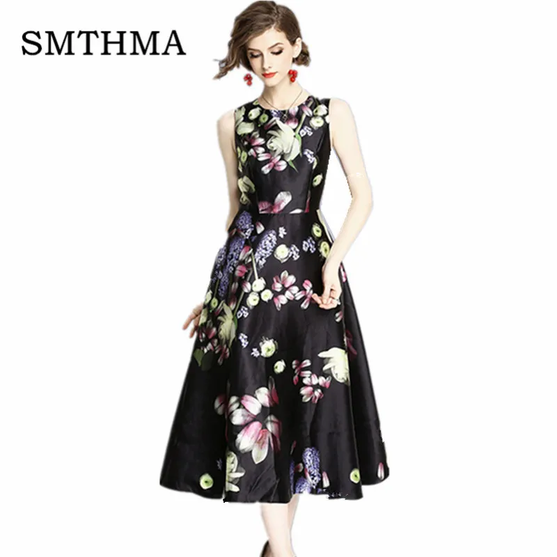 SMTHMA HIGH QUALITY New Fashion 2019 Designer Runway Dress Women's Sleeveless Elegant printing Dress
SMTHMA HIGH QUALITY New Fashion 2019 Designer Runway Dress Women's Sleeveless Elegant printing Dress