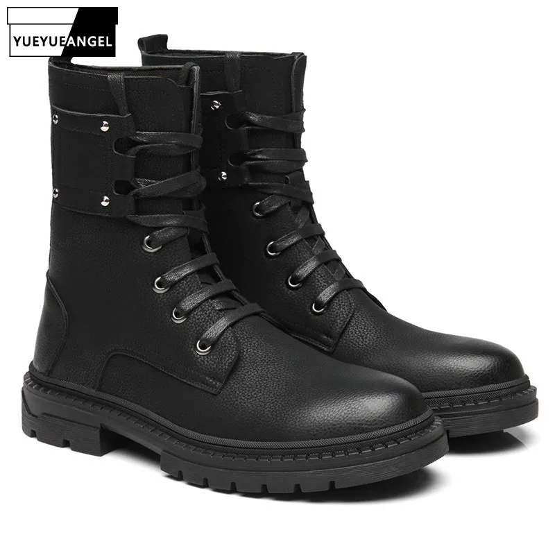 Casual Lace Up Round Toe Mid-Calf Boots Men High Quality Black Motocycle Platform Boot Working Shoes Man Safety High Top Sneaker
Casual Lace Up Round Toe Mid-Calf Boots Men High Quality Black Motocycle Platform Boot Working Shoes Man Safety High Top Sneaker