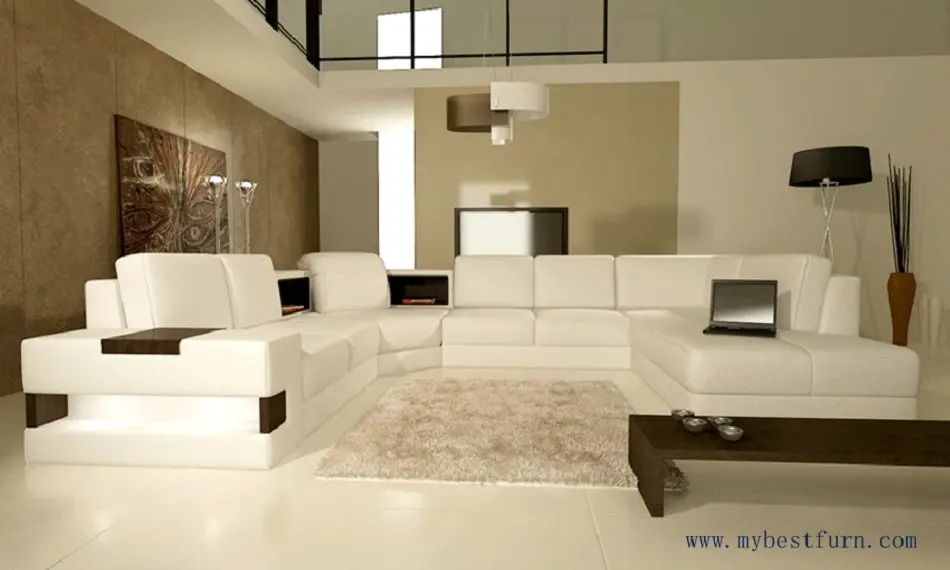 Image European Design, U shaped genuine leather sofa set, modern best living room furniture S8630