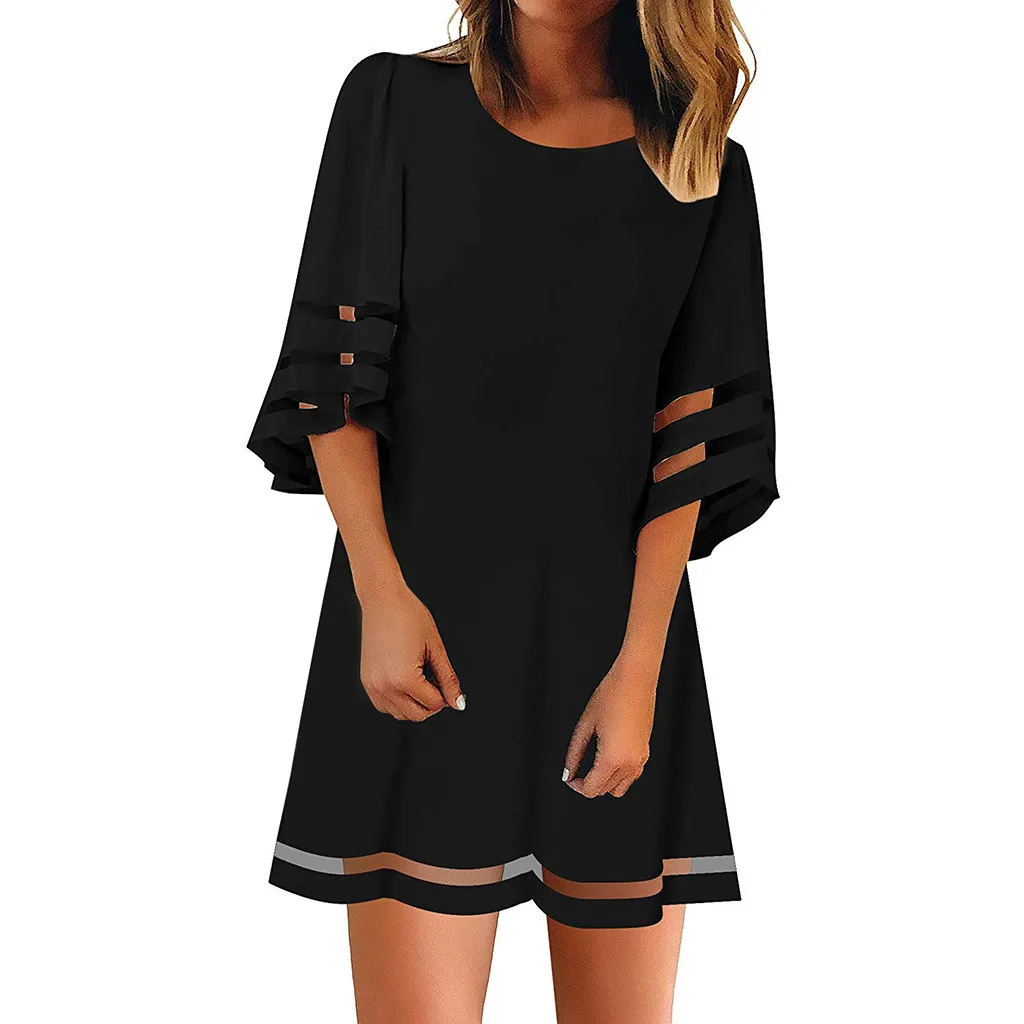 summer dress 2019 O Neck Mesh Panel Blouse 3/4 Bell Sleeve Loose Top Shirt Dress casual 5xl beach party robe vestidos de festa
summer dress 2019 O Neck Mesh Panel Blouse 3/4 Bell Sleeve Loose Top Shirt Dress casual 5xl beach party robe vestidos de festa