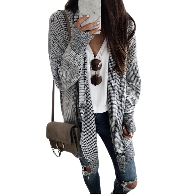 Women Fashion Check Long Cardigan Coat Jacket Ladies Casual Autumn Long Sleeve Coat Outwear Women Tops Black and white grid
Women Fashion Check Long Cardigan Coat Jacket Ladies Casual Autumn Long Sleeve Coat Outwear Women Tops Black and white grid