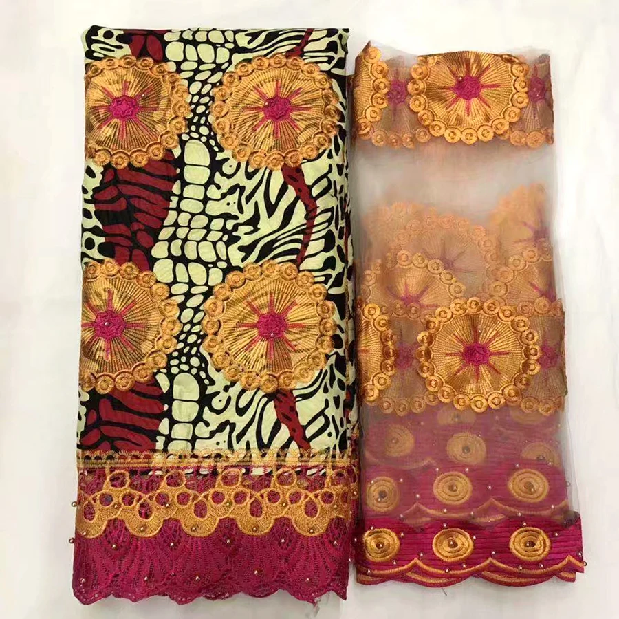 New design High quality 6yards+2yard nigerian lace fabrics for dress super wax hollandais with lace african lace fabric with wax
New design High quality 6yards+2yard nigerian lace fabrics for dress super wax hollandais with lace african lace fabric with wax