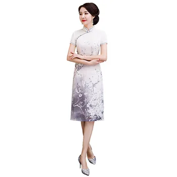 White New Chinese Style Print A-Line Dress Vintage Ladies Short Qipao Chiffon Classic Stage Show Elegant Female Cheongsam M-3XL
White New Chinese Style Print A-Line Dress Vintage Ladies Short Qipao Chiffon Classic Stage Show Elegant Female Cheongsam M-3XL