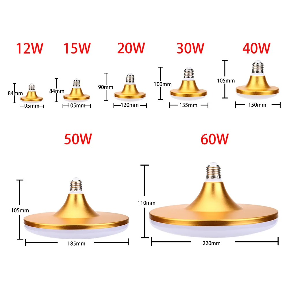 Super bright 220V Tri-Proof E27 LED UFO Bulb Lamp 12W 15W 20W 30W 40W 50W 60W Aluminum Golden LED Light waterproof Lampada#20
Super bright 220V Tri-Proof E27 LED UFO Bulb Lamp 12W 15W 20W 30W 40W 50W 60W Aluminum Golden LED Light waterproof Lampada#20