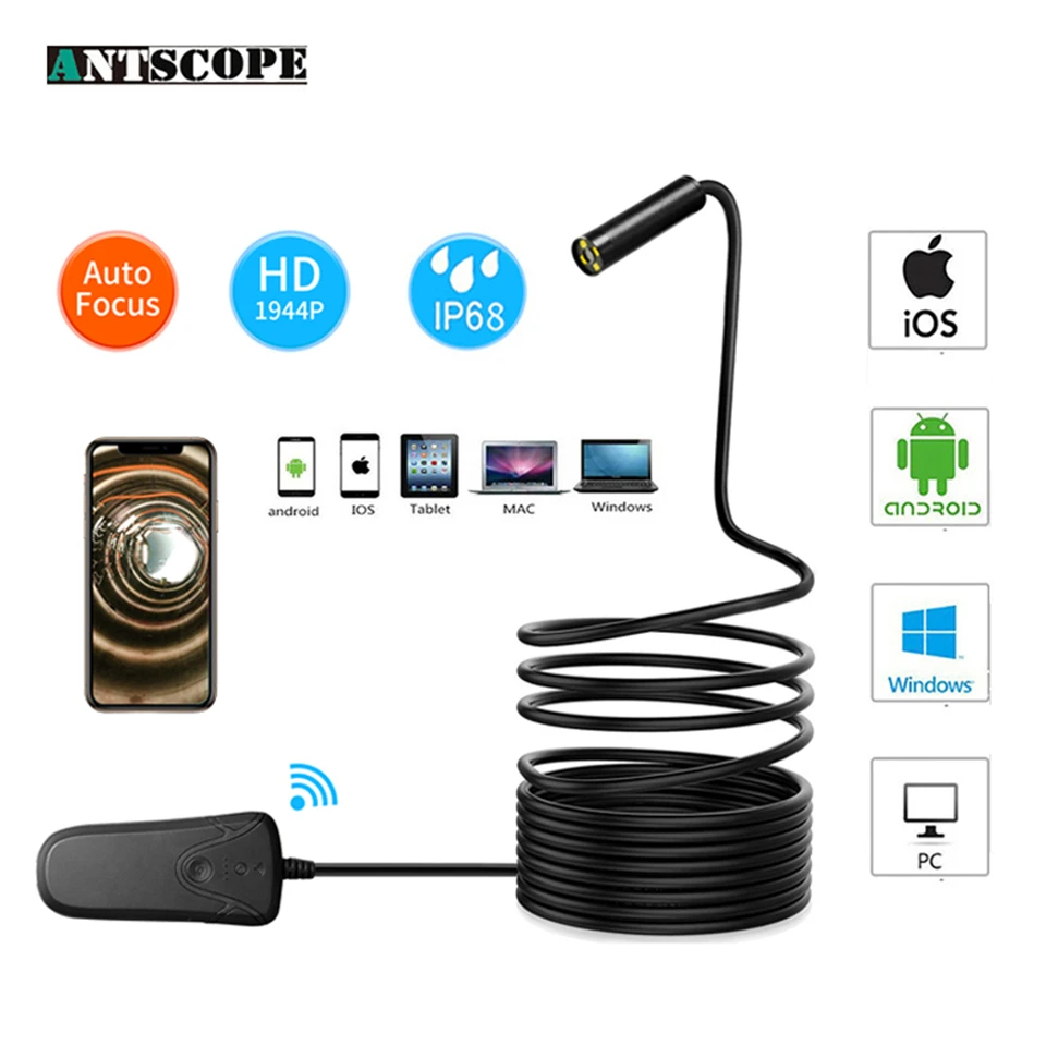 Antscope 3.5M 5.5M 10m 1944P Endoscope Camera Flexible IP68 Waterproof Inspection Borescope Camera for phone PC Notebook iPad 24
Antscope 3.5M 5.5M 10m 1944P Endoscope Camera Flexible IP68 Waterproof Inspection Borescope Camera for phone PC Notebook iPad 24