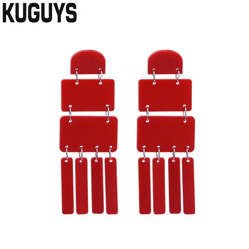 KUGUYS Red Geometric Tassel Earrings for Women Acrylic Hyperbole Long Drop Earring Fashion Jewelry Oorbellen Brincos Accessories
KUGUYS Red Geometric Tassel Earrings for Women Acrylic Hyperbole Long Drop Earring Fashion Jewelry Oorbellen Brincos Accessories